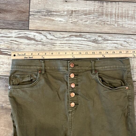 LOFT Olive Green High Waist Skinny Ankle Jeans Size 14 - Picture 7 of 12